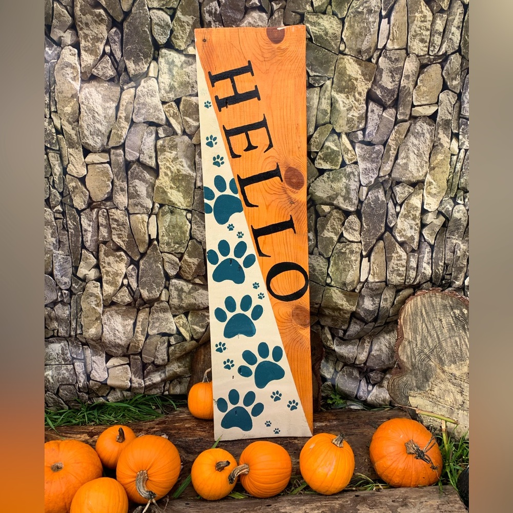 Puppy print hello outdoor/indoor house sign